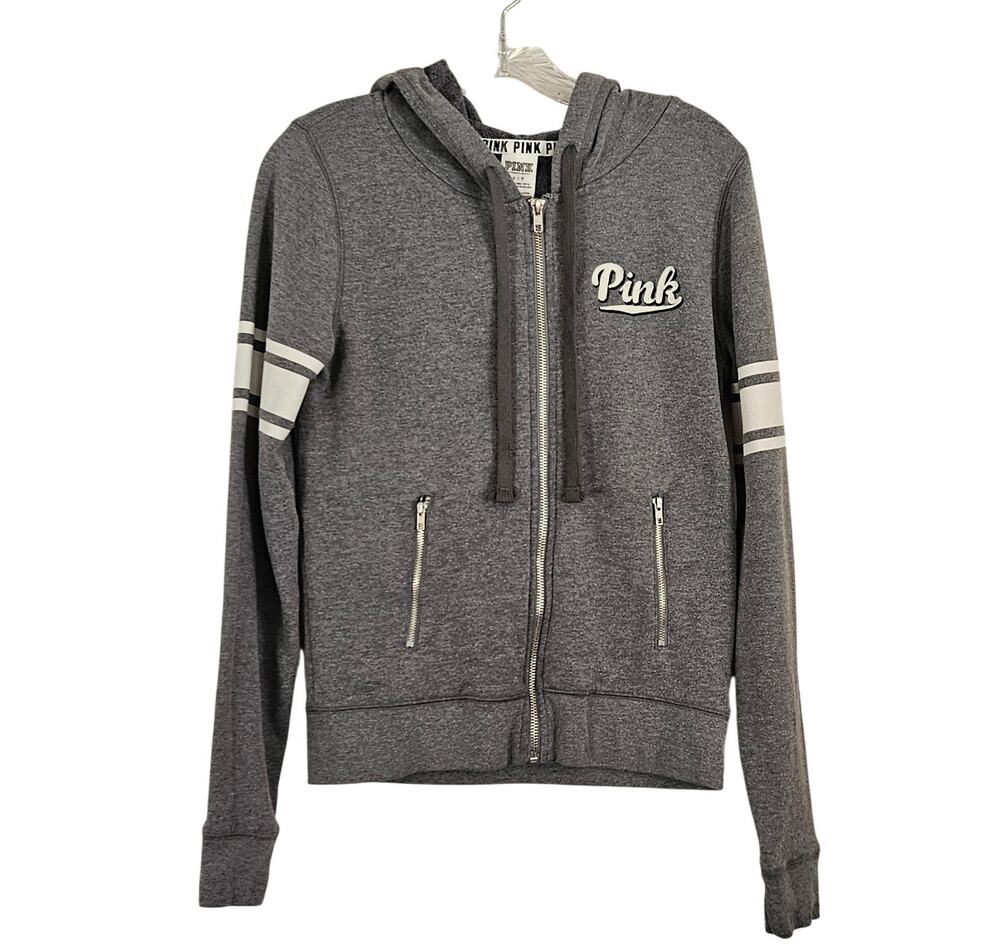 PINK by Victoria's Secret College Jacket Hoodie Gray sz S